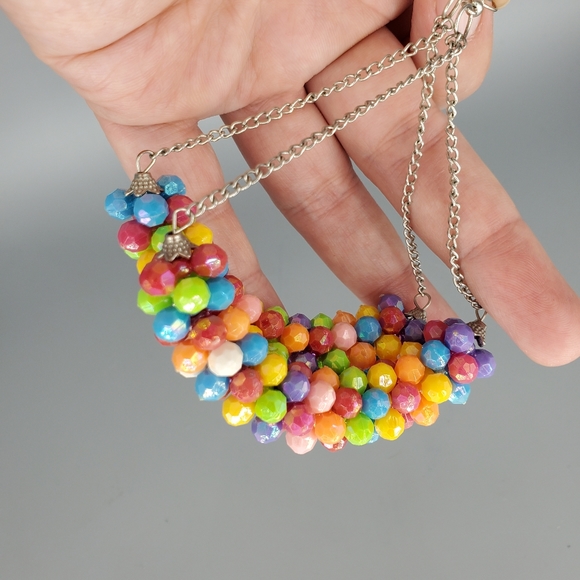 Rainbow Beaded Dangle Earrings - Picture 5 of 6